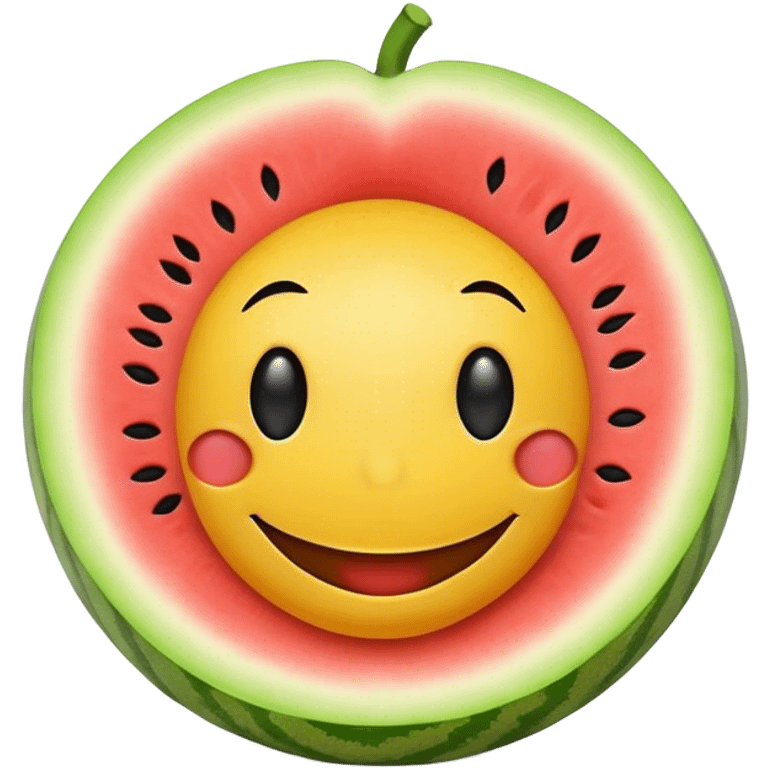 Smiley with a melon pip emoji