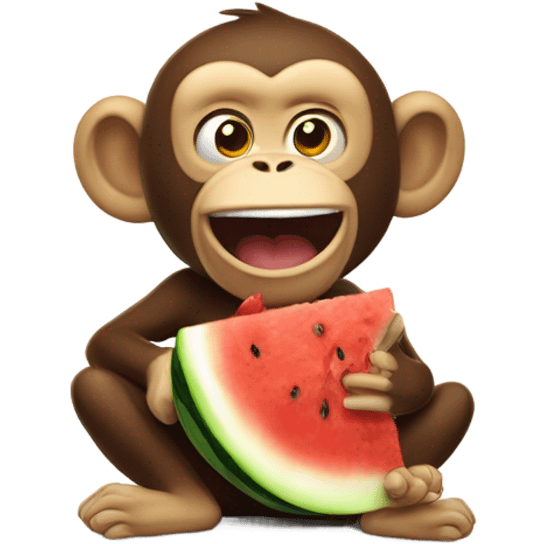 Monkey farting while eating a watermelon and chicken emoji