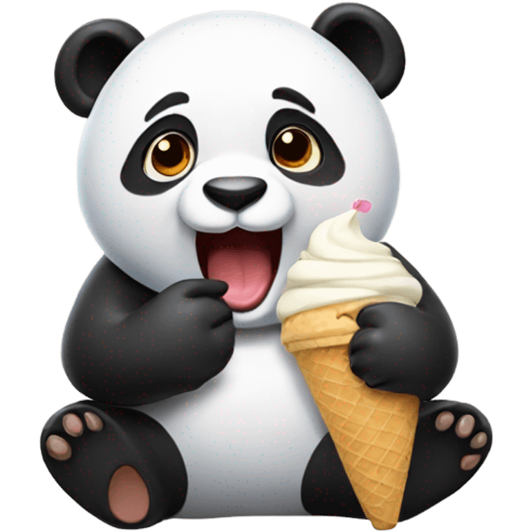 Panda eating ice cream emoji