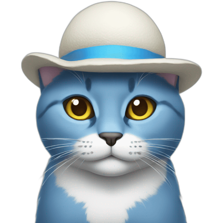 Blue cat with a white mushroom hat emoji