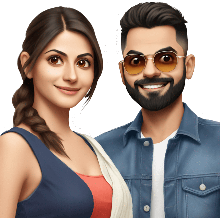 Virat Kohli and Anushka Sharma causal look emoji