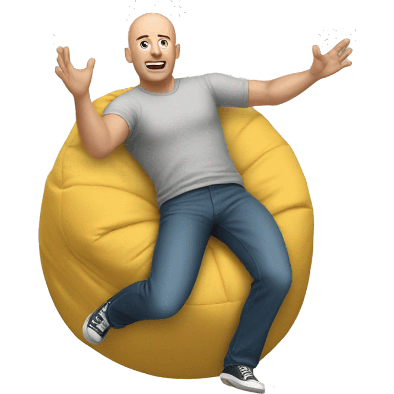 Bald Caucasian man tossing beanbag  emoji