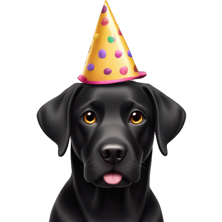 black labrador with party hat emoji