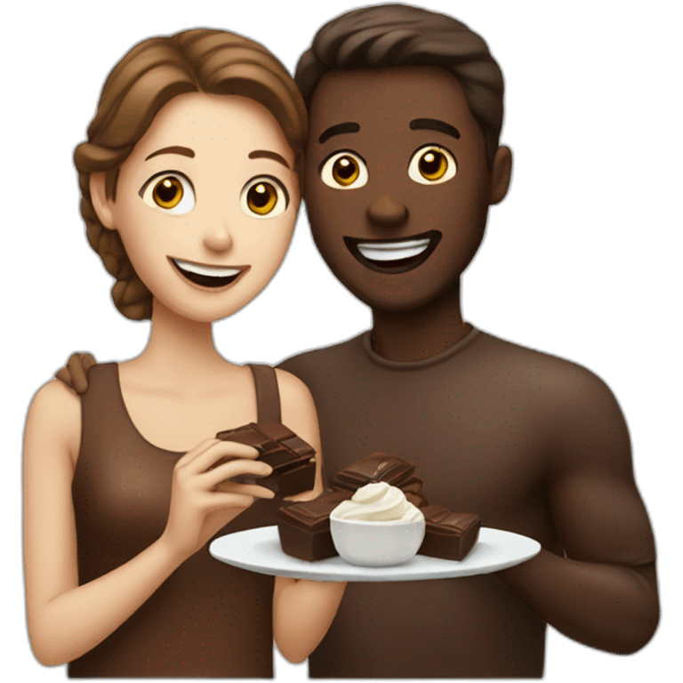 white couple eating chocolat emoji