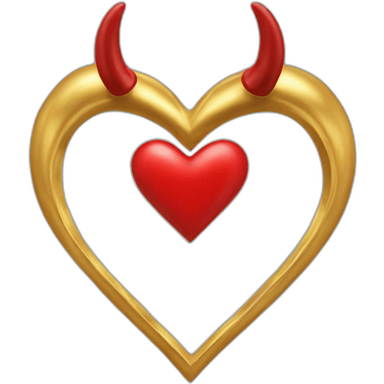 Gold heart frame with red horns emoji