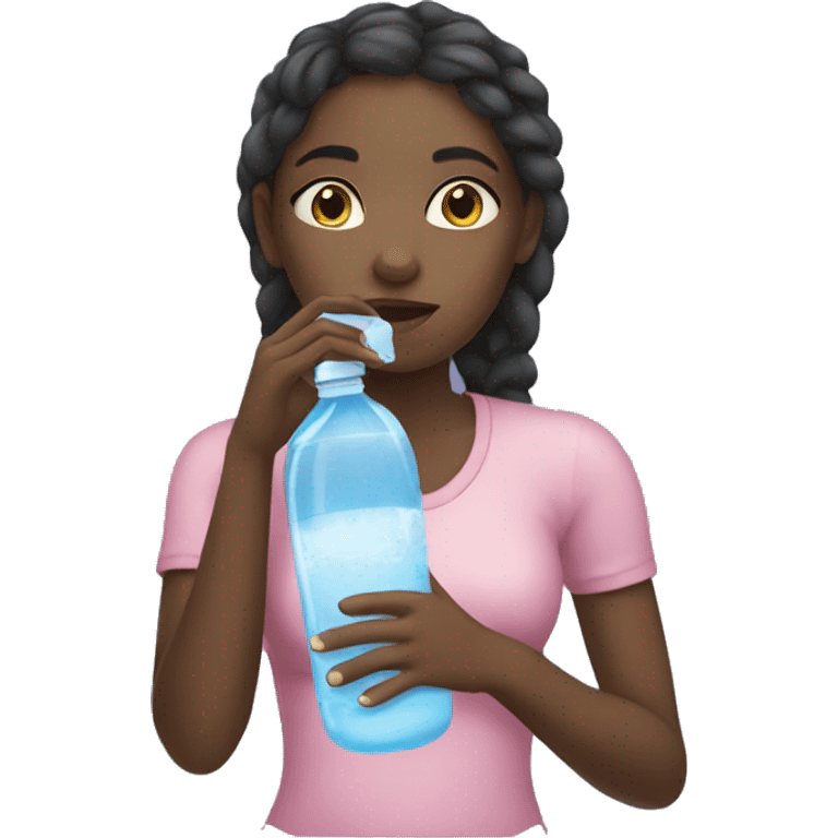 Black girl drinking a lot of water emoji