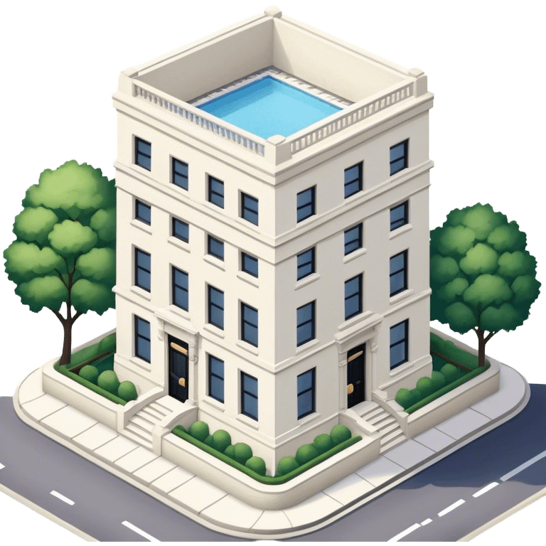 upper east side townhouse, white limestone, classic modern, isometric exterior view emoji