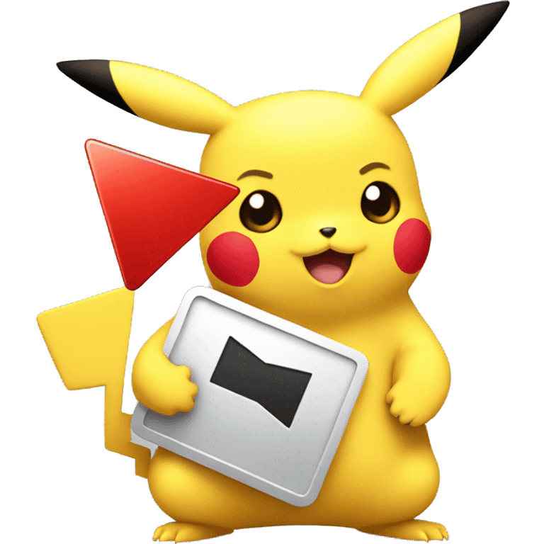 cute pikachu holding YouTube play button emoji