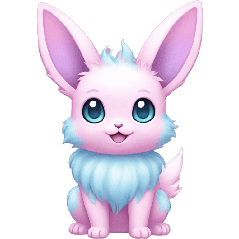 Kawaii Pastel Cotton-Candy-Colored Eeveelution-Cute-Bunny-Pokémon-fusion full body emoji