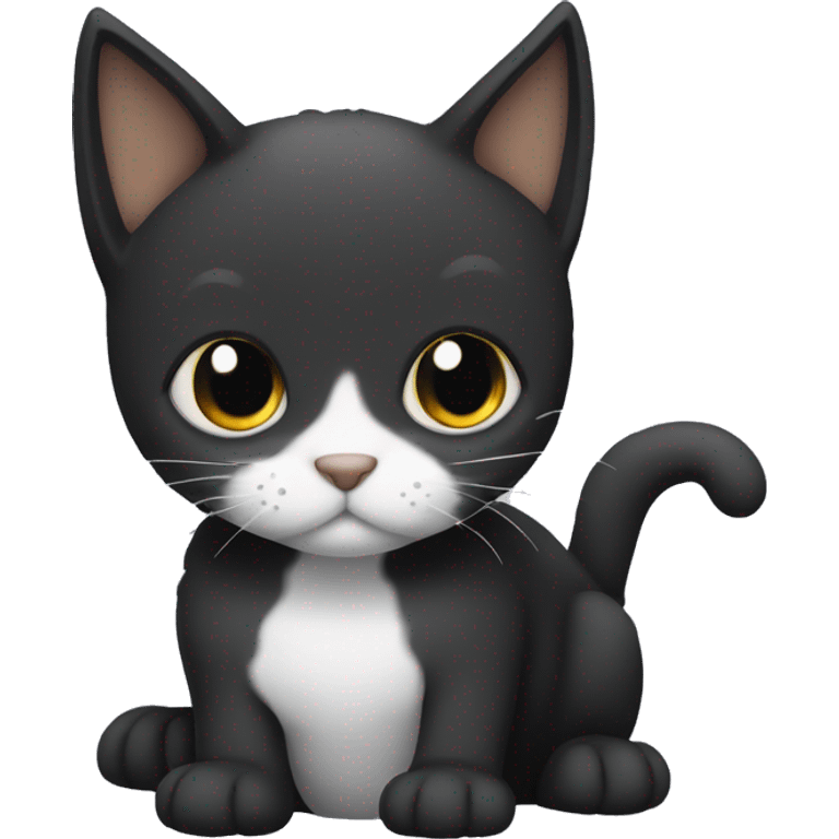 gato preto com a boca branca emoji