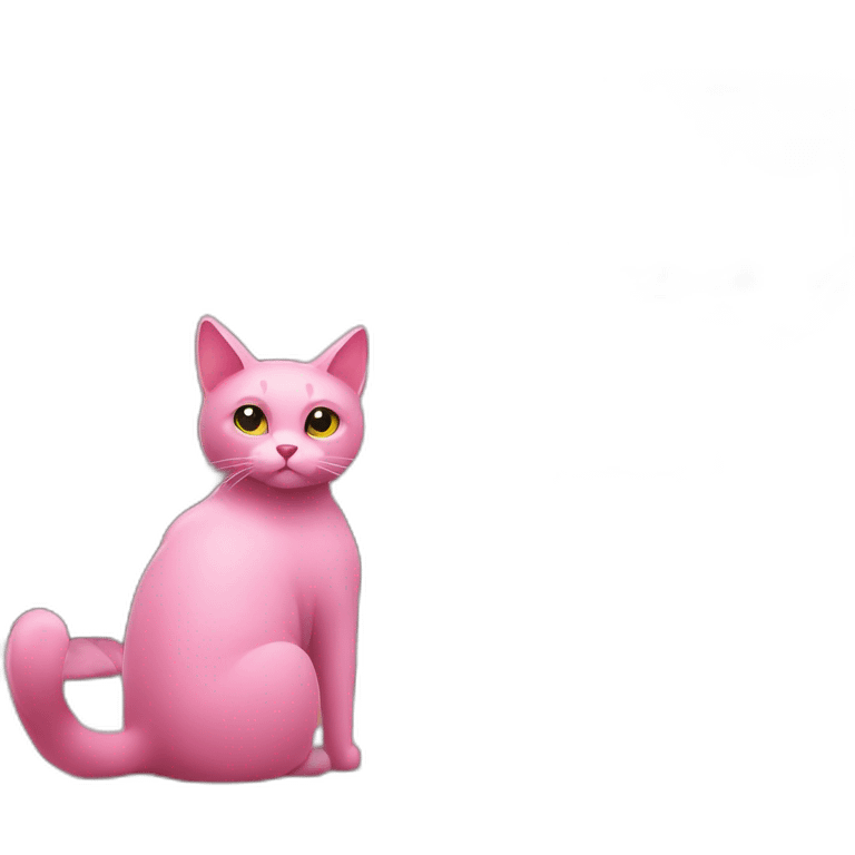 pink cat sits and watches TV emoji