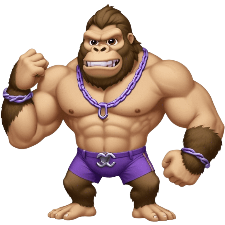 buff king kong wearing dockers sleeveless jersey white and purple anchor emoji