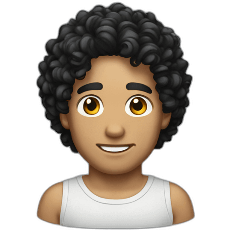 man informal cloth tanned black curly hair black eyes emoji