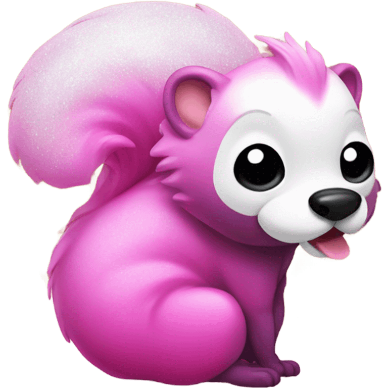 Pink ombre skunk blowing out a fart with glitter  emoji