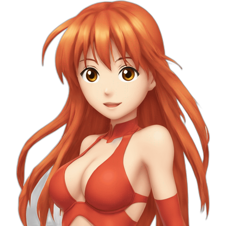 asuka langley nue, full-body, long-hair, teen, enfant, bikini emoji