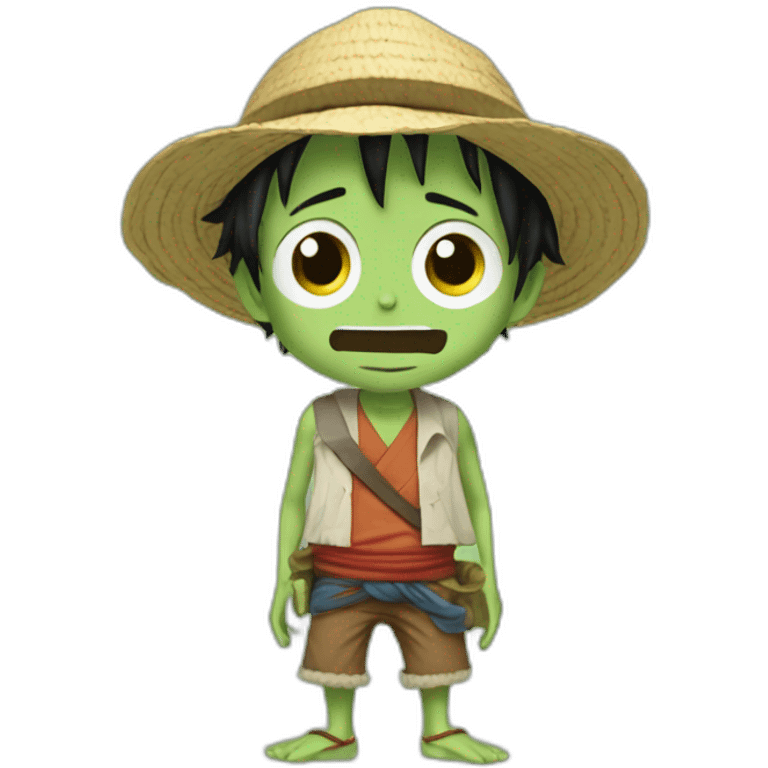 Luffy qui fait un câlin à bébé yoda emoji