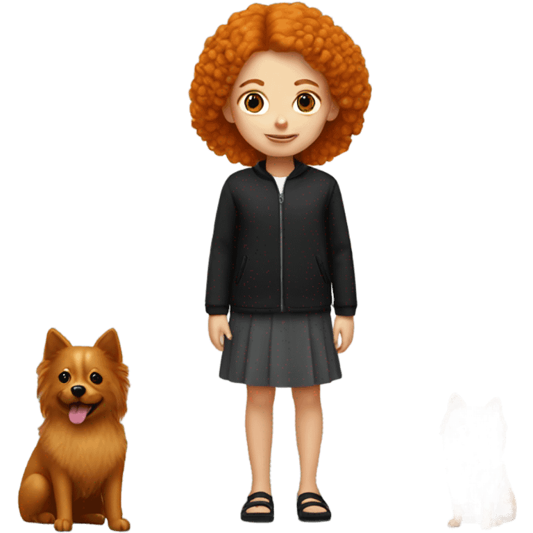 Ginger girl with black spitz emoji