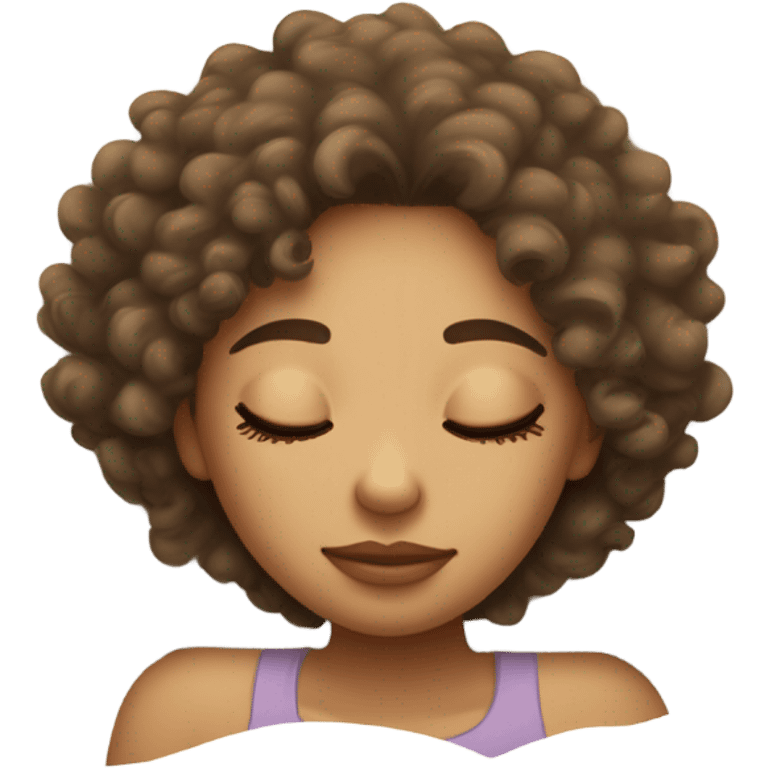 Light skin Curly hair girl sleeping on pillow in bed emoji