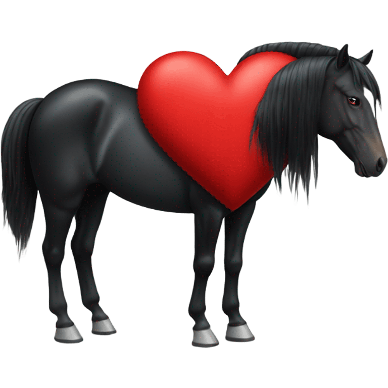 Black Horse centered within a red heart emoji