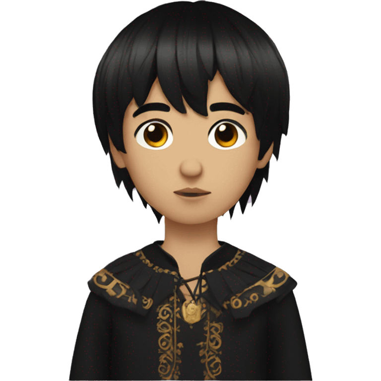 Byzantine Mexican Goth boy with black hair and bangs  emoji