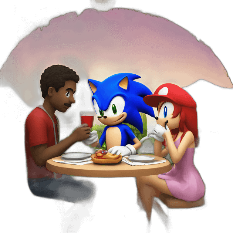 Sonic on a date with Mario emoji