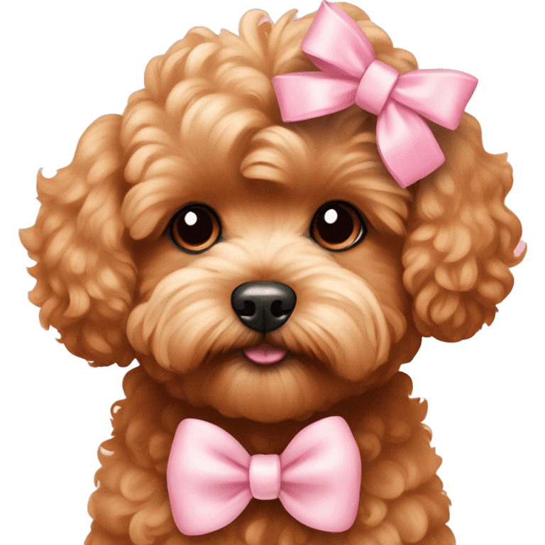 Red Maltipoo, with pastel pink bow emoji