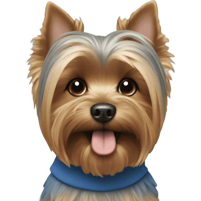 Yorkie wearing a blue sweatshirt  emoji