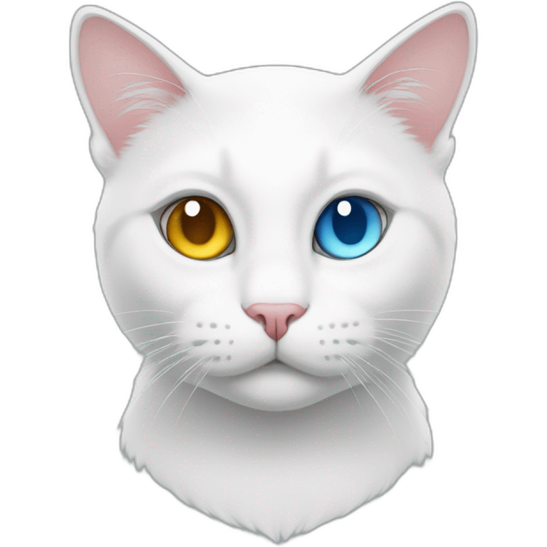 White cat With two Colors eyes emoji