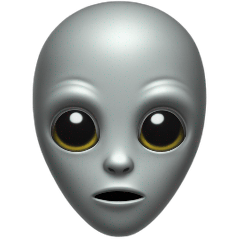 Grey alien head no details simple black round eyes emoji