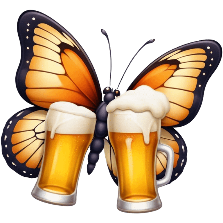 Butterfly drinking beer emoji