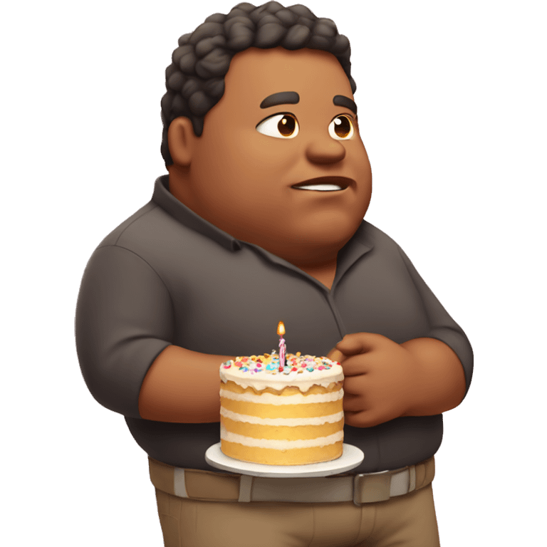 Fat guy eating birthday cake emoji