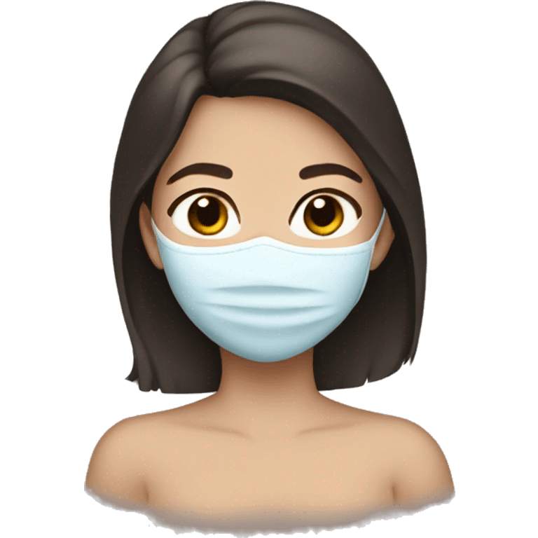 Brunette girl with a facemask emoji