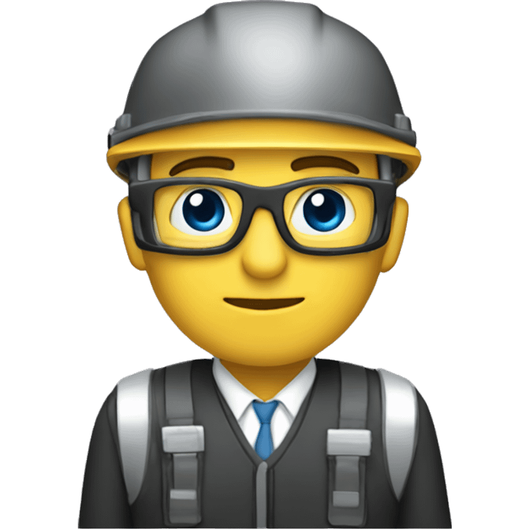 Ingeniero con cascos, lentes de seguridad,  caucacico emoji