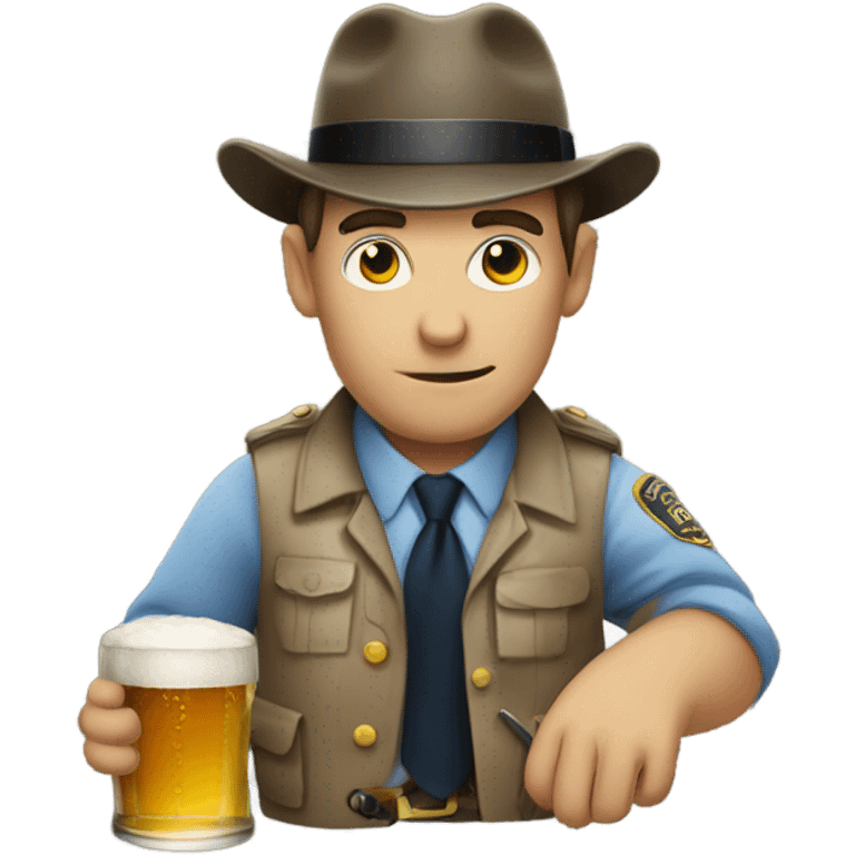 Detective drinking beer emoji