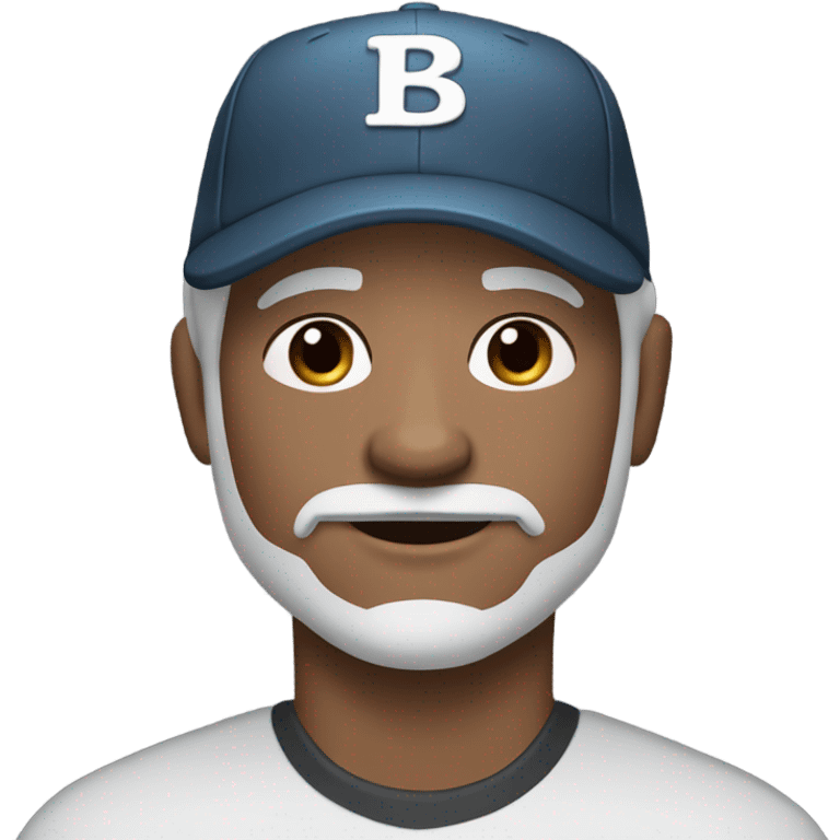 blue eyed man, with grey hair,  grey goatee, wearing ball cap, holding ‘all black long hair chihuahua’ emoji