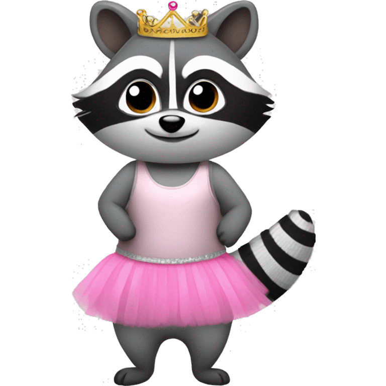 Raccoon wearing a tutu and a tiara emoji