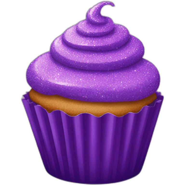 Happy purple glittery cupcake  emoji