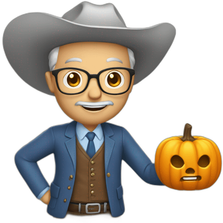 prof de math qui fait du rodeo sur une citrouille emoji