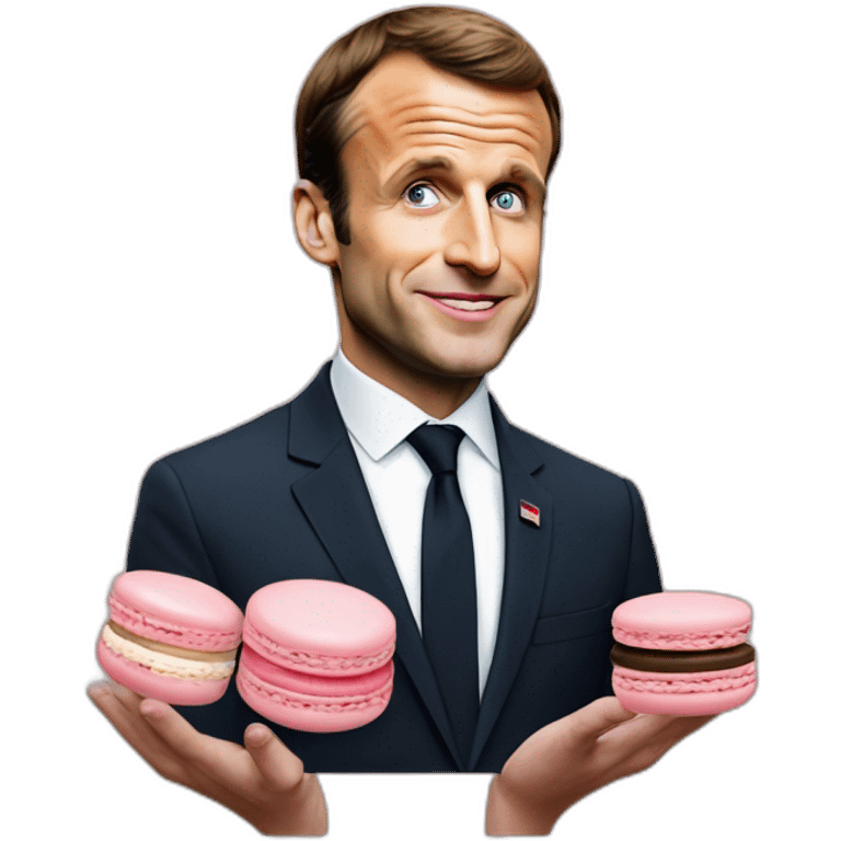 Emmanuel Macron with macaron emoji