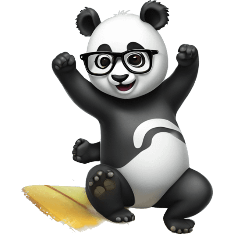 Panda surfing with glasses emoji