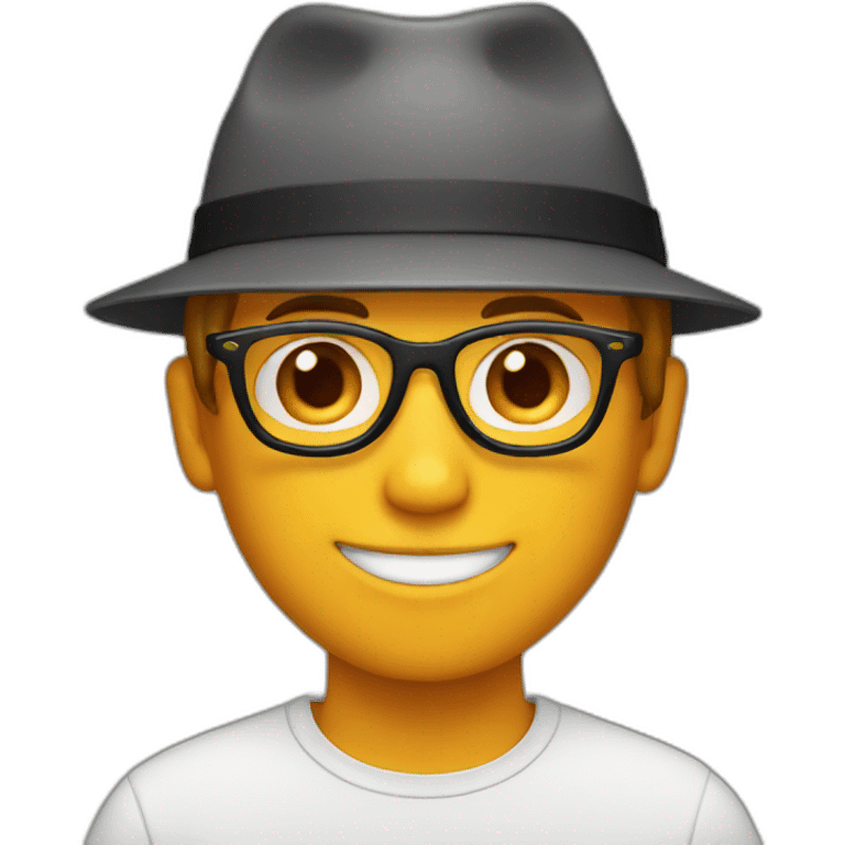 white boy with hat orange and glasses emoji