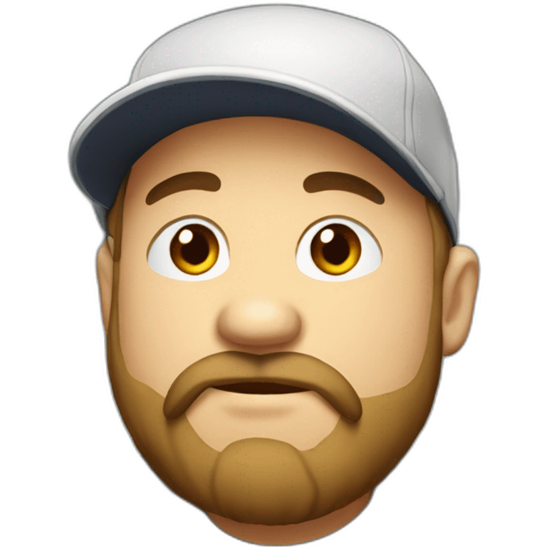 Man little fat with  cap white, with guatee beard , amazing emoji