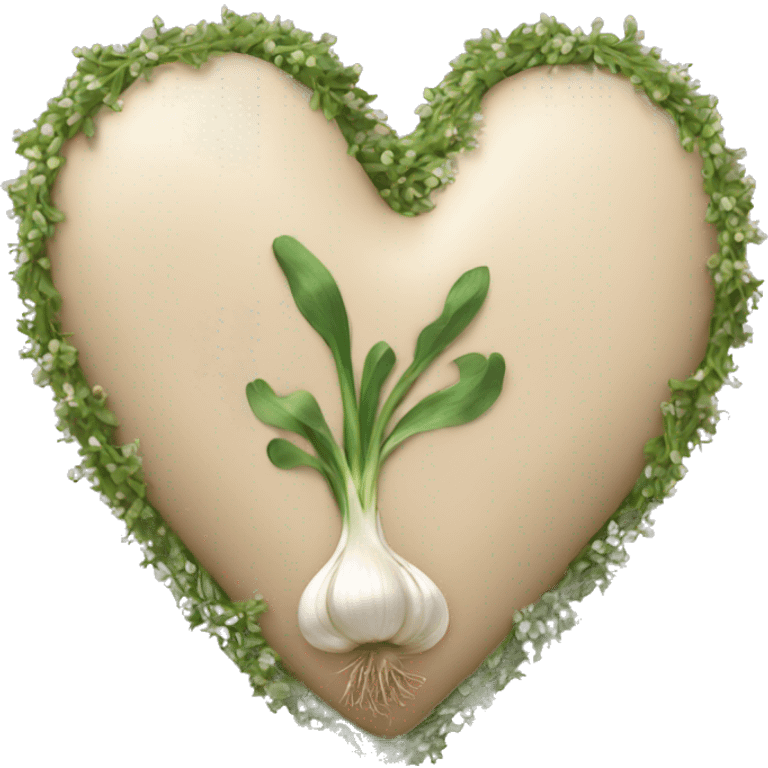 beige heart adorned with garlic garland emoji