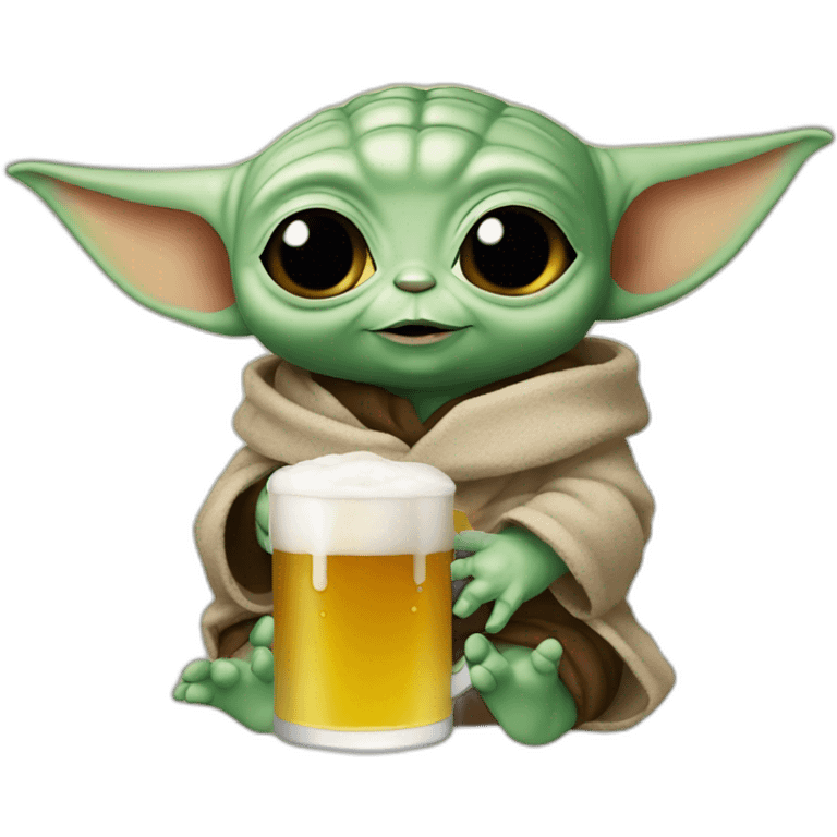 Baby yoda drink a beer emoji