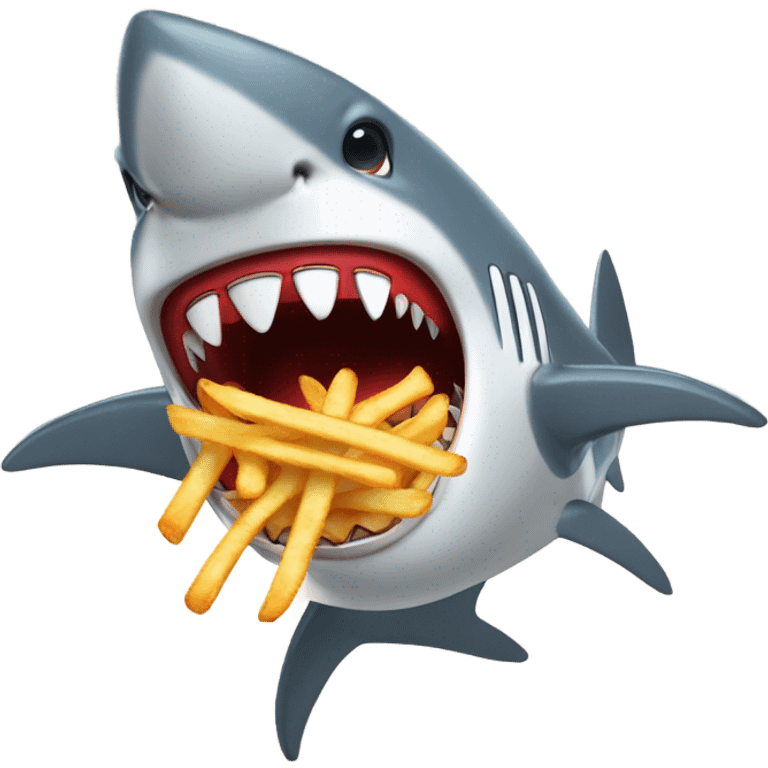 Angry shark eating fries emoji