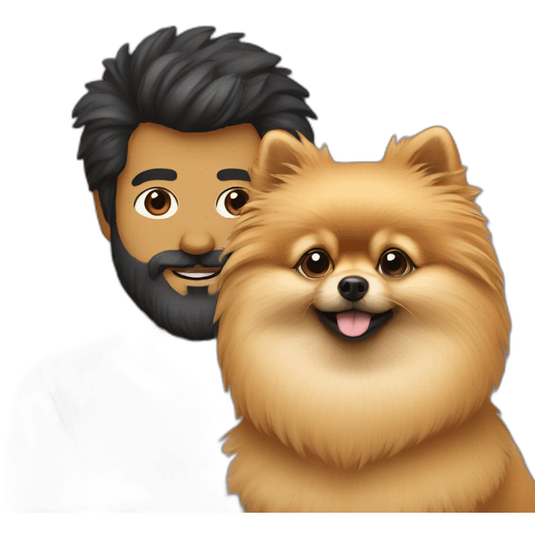 Pomeranian with bearded man emoji