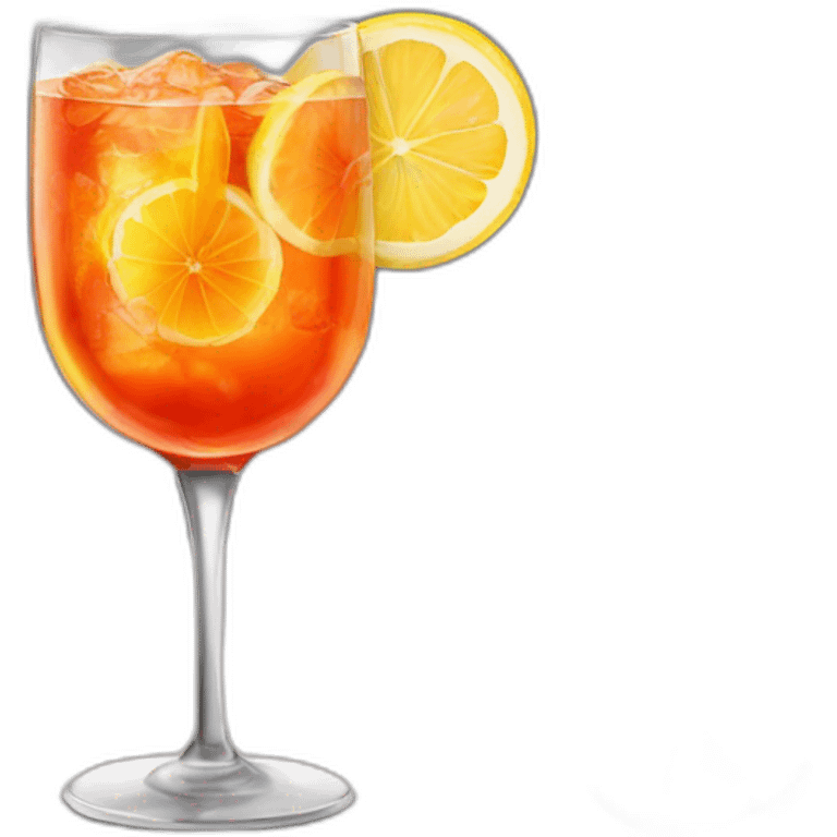 Aperol spritz in a high glass with a slice of lemon on the right side only emoji