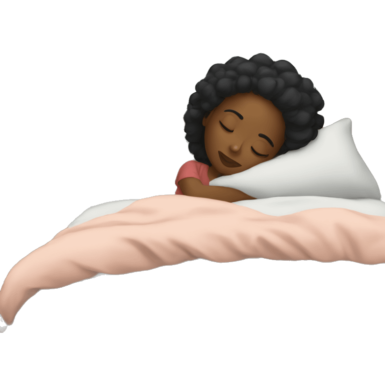 a black woman sleeping on her bed emoji