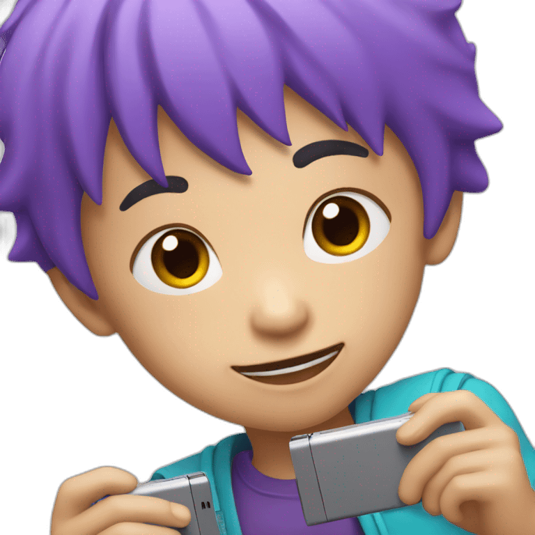 A Chinese boy with Purple hair playing with a Nintendo switch  emoji