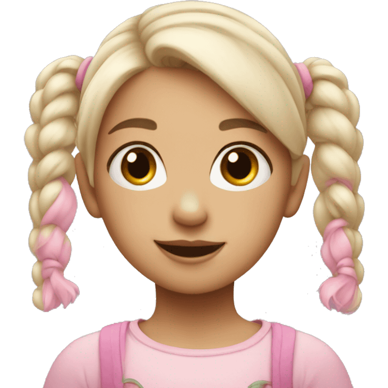 Little Girl with white-pink pigtails emoji